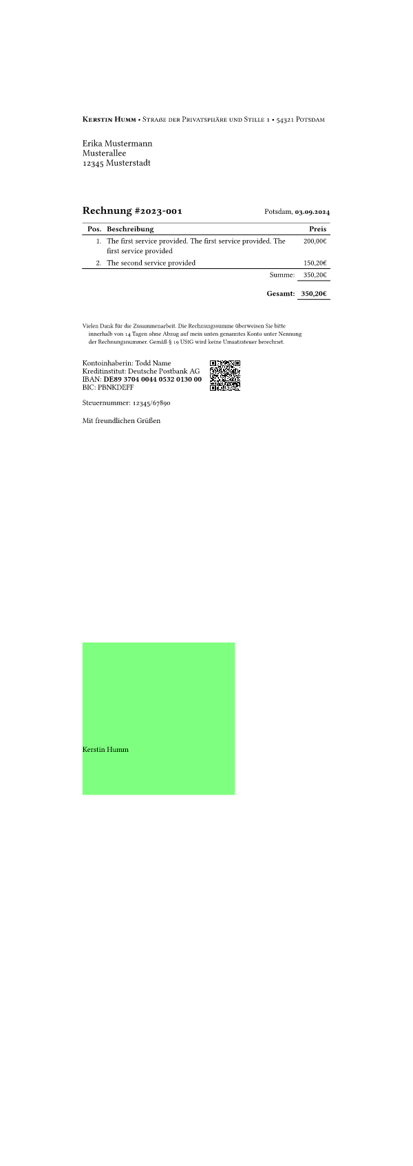 Classy German Invoice template preview