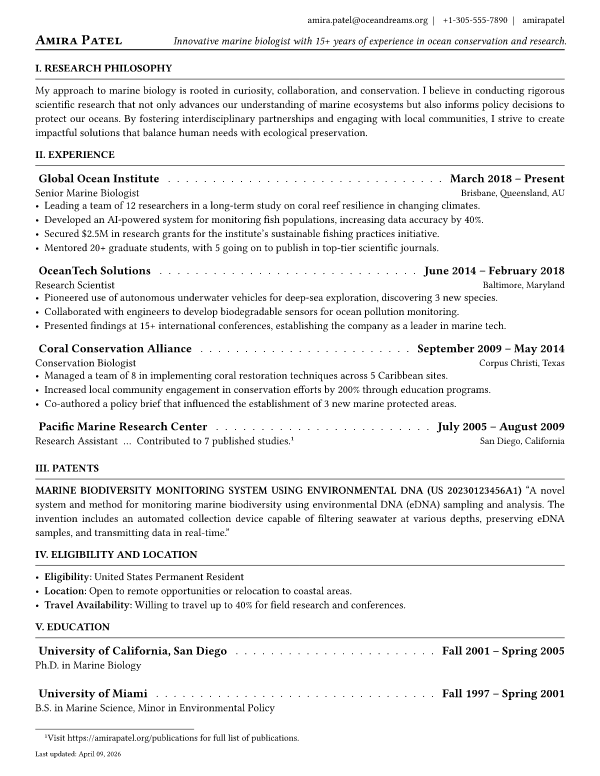 Finely Crafted CV template preview