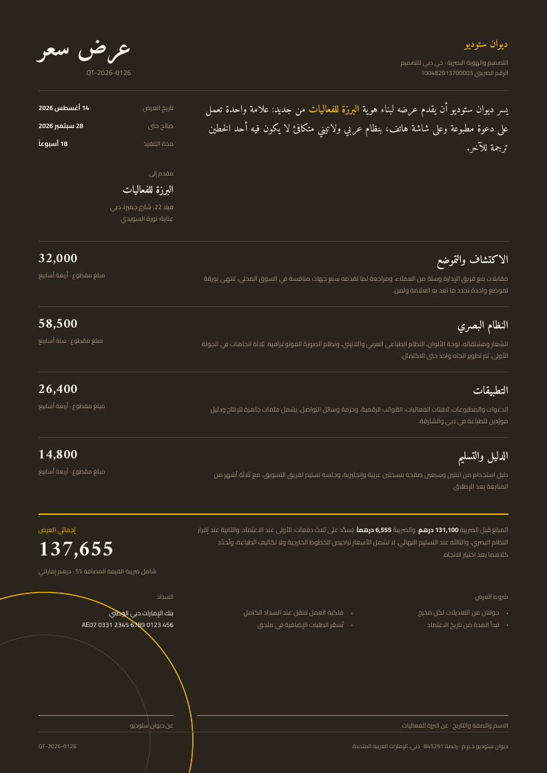 Night Quill — arabic quotation template, Editorial serif layout, rendered from live data