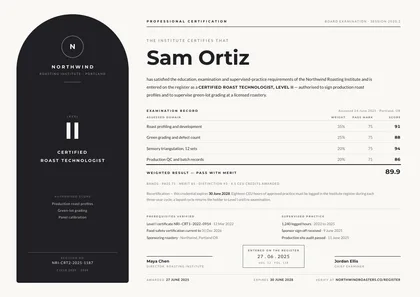 Registry Arch — Certificate template