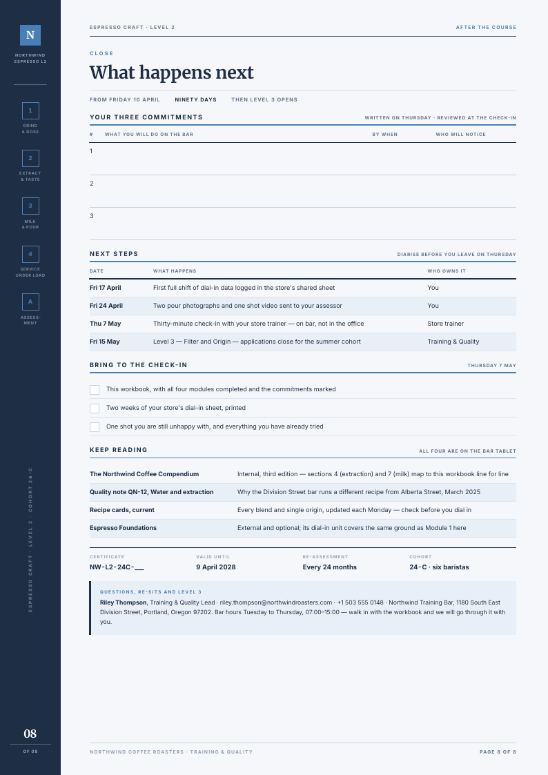 Dial In Rail course workbook template, page 8 of 8