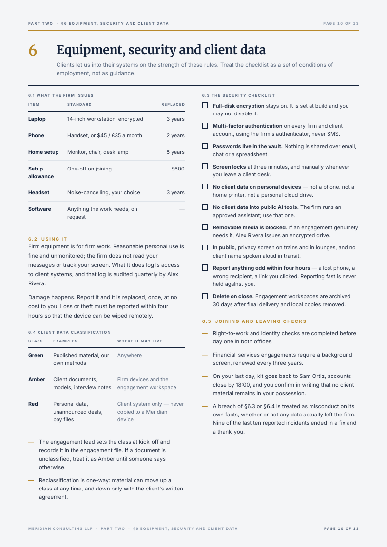 Brass Chapter employee handbook template, page 10 of 13