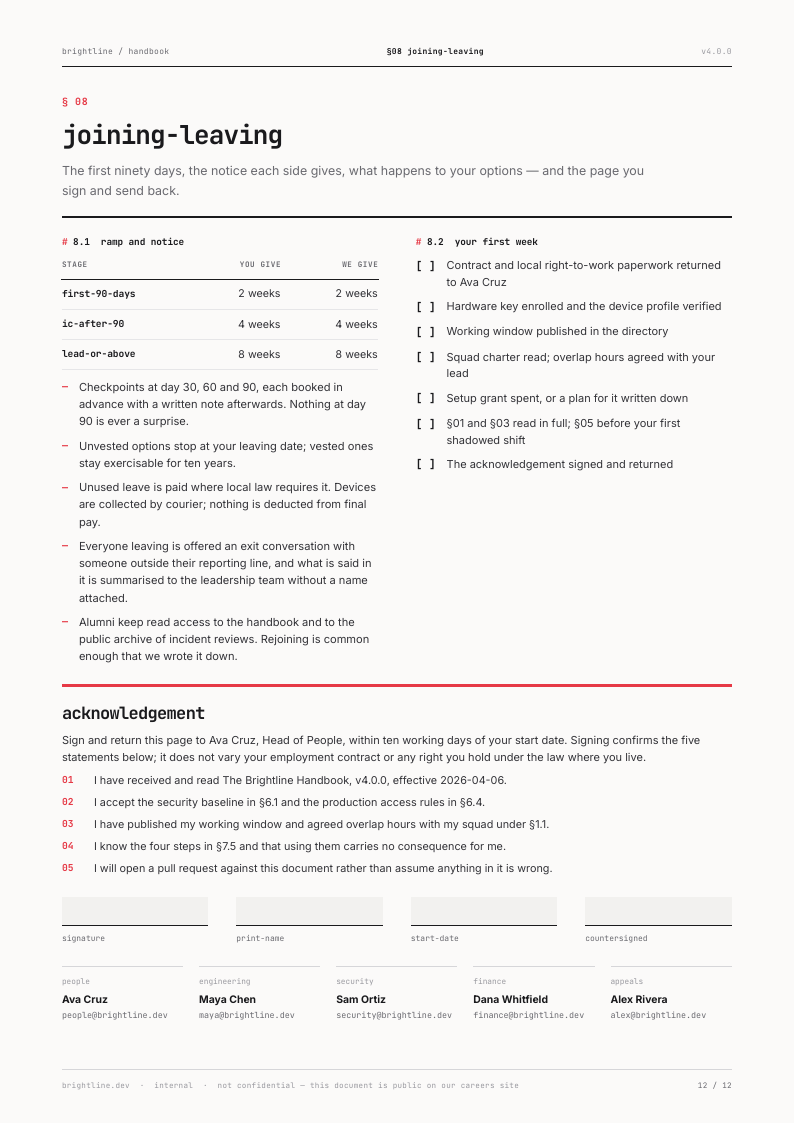 Mono Index employee handbook template, page 12 of 12