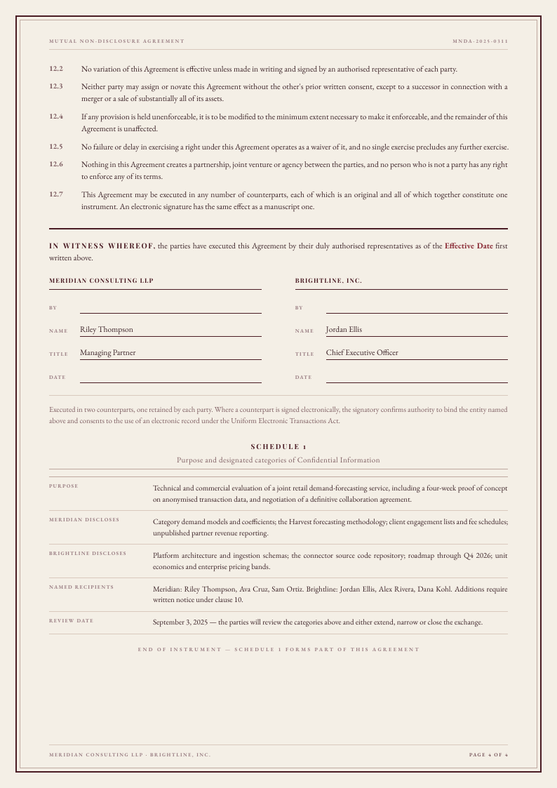 Deed Border NDA template, page 4 of 4