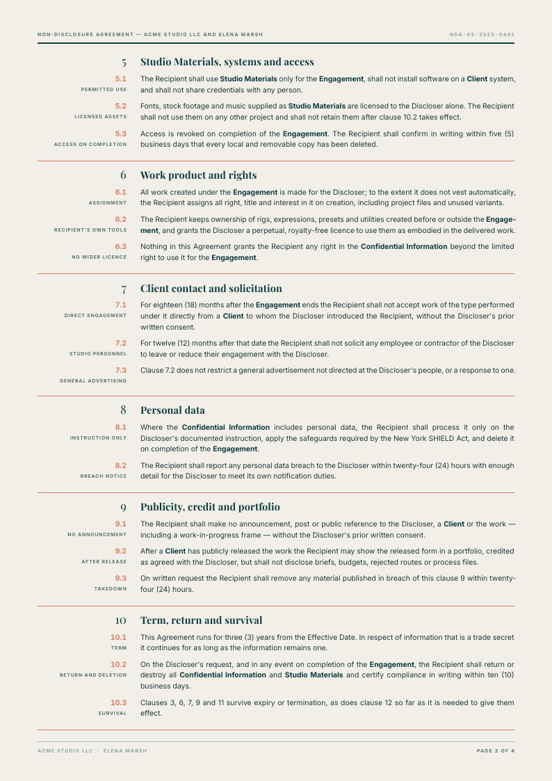 Shoulder Note NDA template, page 3 of 4